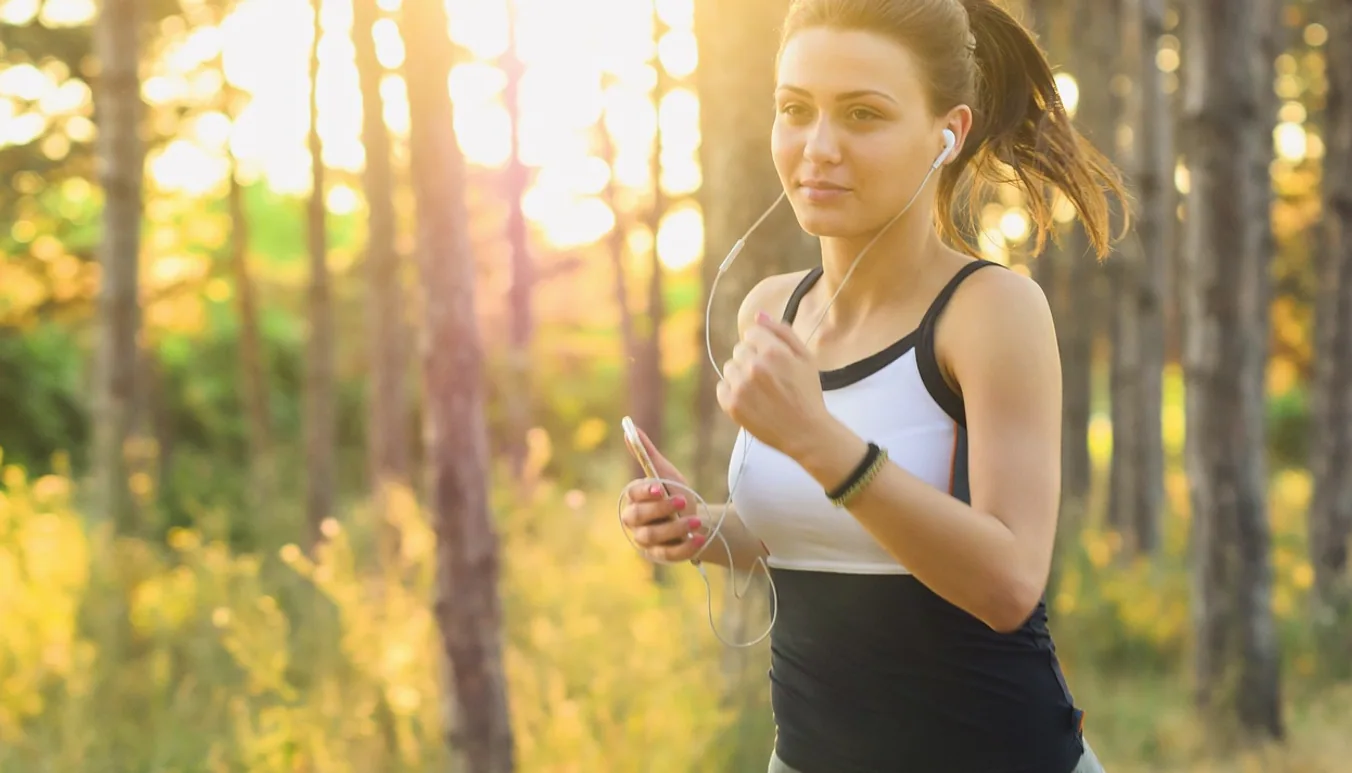 Woman, jogging and running