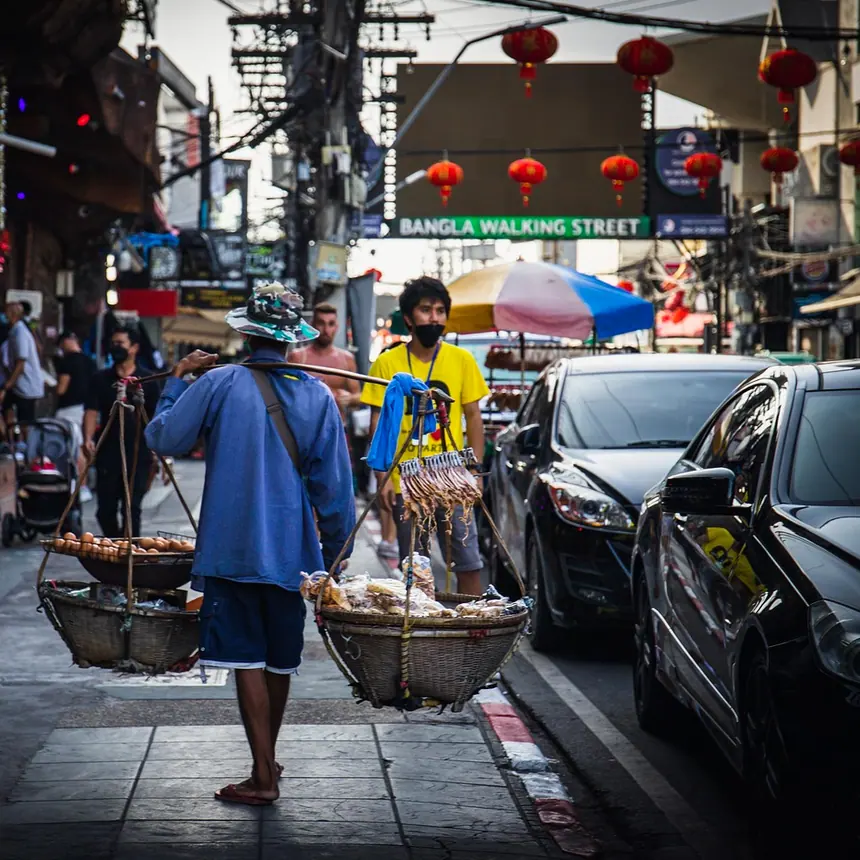 People, food vendor and street
